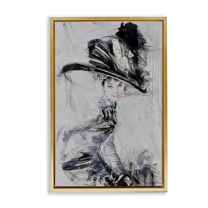 Stupell Abstract Sophisticated Audrey Framed Floater Canvas Wall Art Design By Lucille Lee - 21 x 31 - Gold