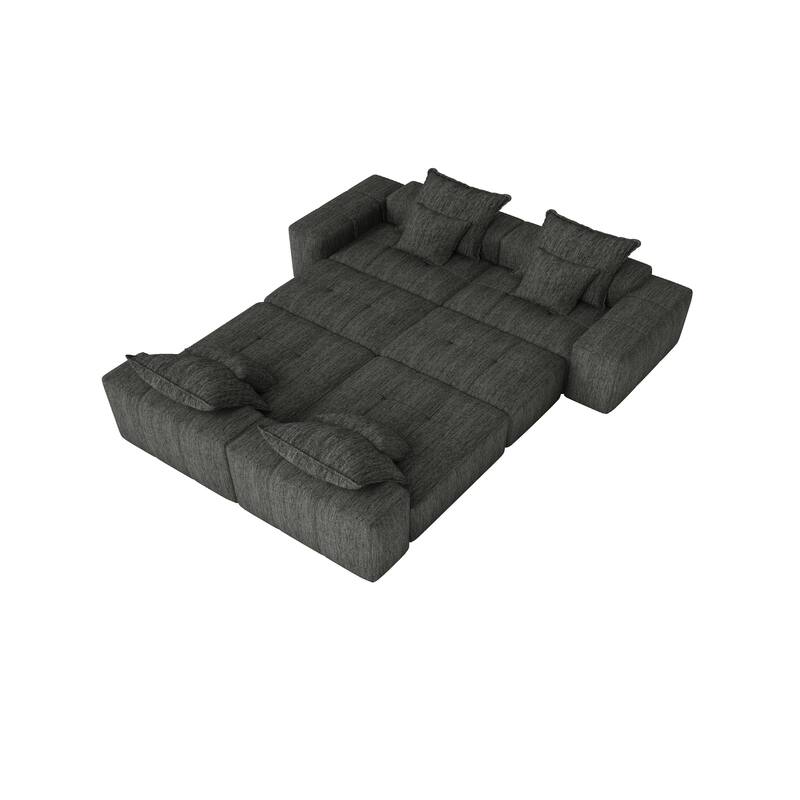 Oversized Modular Chenille 6-Seat Sectional Sofa with Cushions and 8 Pillows for Living Room