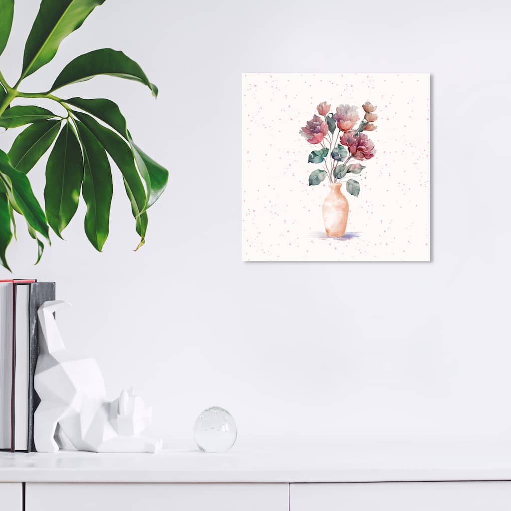 Wynwood Studio Canvas Floral and Botanical Flores y un Jarrón Pink and Rose Pink Farmhouse Wall Art Canvas Print