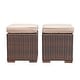 preview thumbnail 8 of 26, Outdoor Rattan Ottoman Set of 2 – Weather-Resistant Wicker Footstool with Thick Cushion