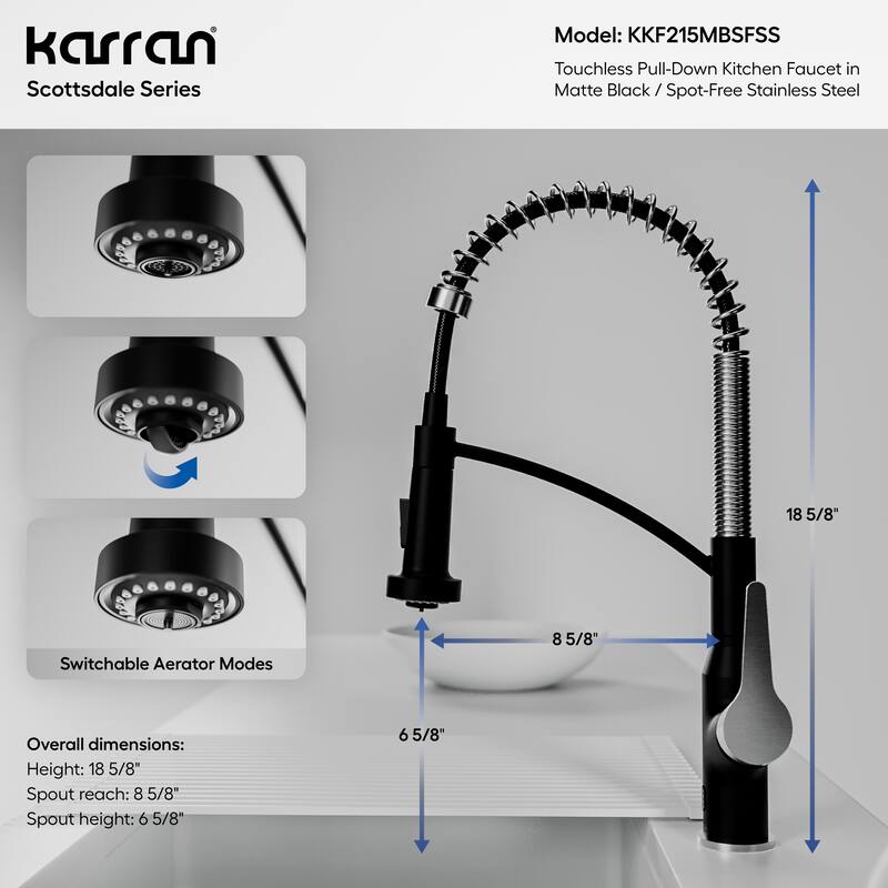 Karran Scottsdale Single-Handle Pull-Down Sprayer Touchless Kitchen Faucet