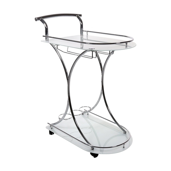 34" Clear Contemporary Movable Home Bar Table Glass Server - N/A