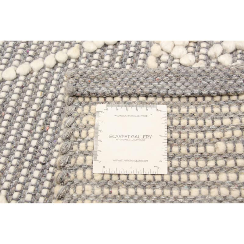 ECARPETGALLERY Braid weave Sienna Grey Wool Rug - 6'1 x 9'2