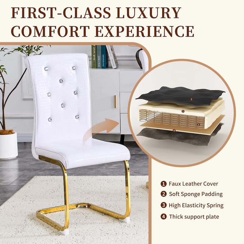 Dining Chair Side Chair Kitchen Chair Leisure Chair Lounge Chair White Gold Office Chair Armless Chair with Metal Legs