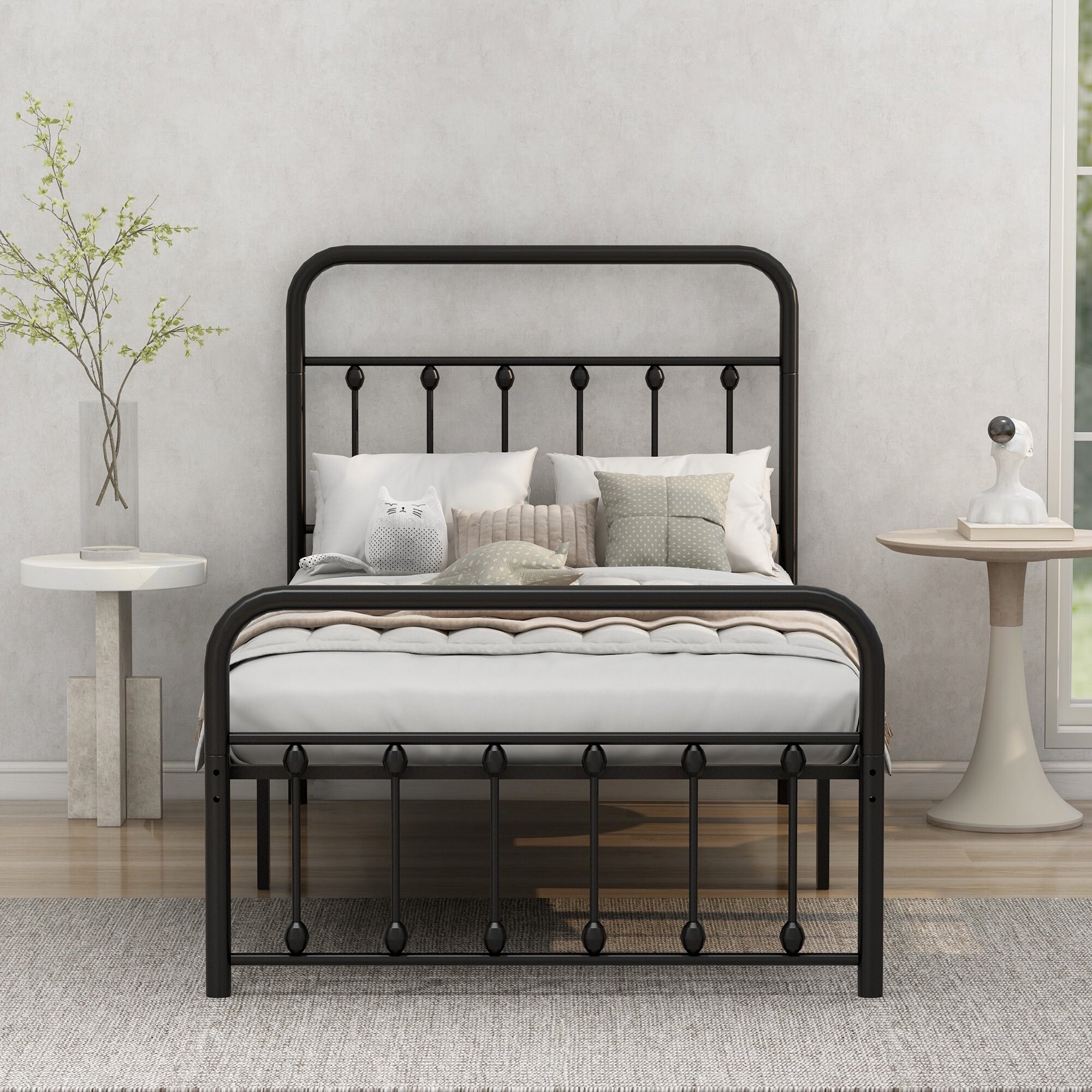 NNV Vintage Platform Metal California King Bed Frame Easy