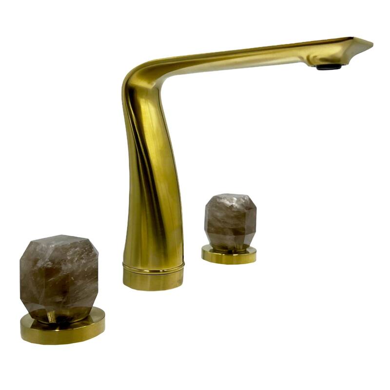 Modern Widespread 3 Hole, 2-handle Bathroom Faucet with Dark Rock Crystal Handles