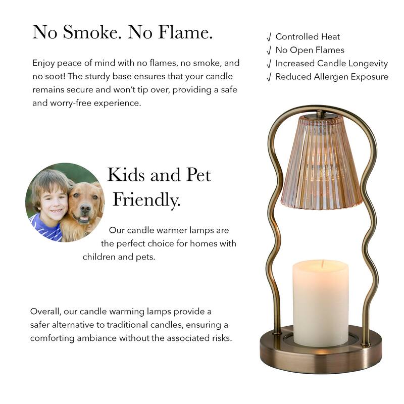 Chiara Candlewarmer Lamp with Timer - Dimmable Wax Melt Heater, 3 Lighting Modes & Auto Shutoff - Ribbed Glass