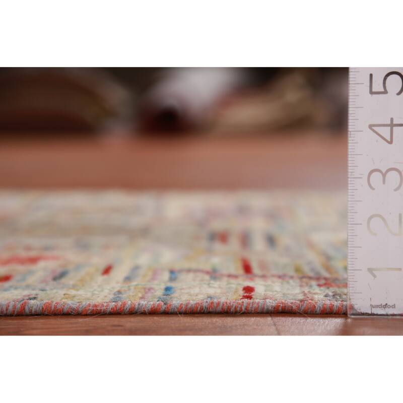 Hand Knotted Oriental 100% Wool Carpet Transitional Floral Multi-Colored Oushak Runner Rug - 9' 3'' X 2' 5''