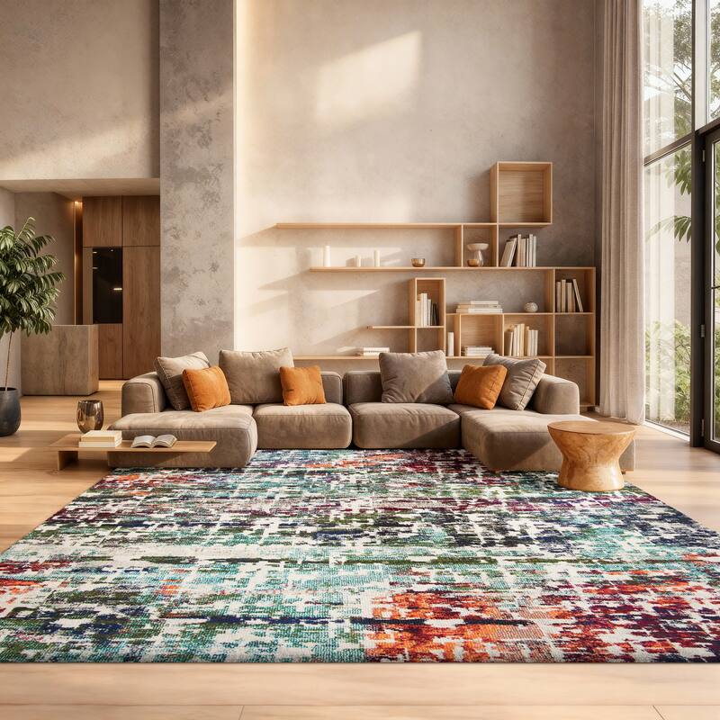 SAFAVIEH Madison Evangelina Modern Abstract Rug - 9' x 12' - Blue/Green