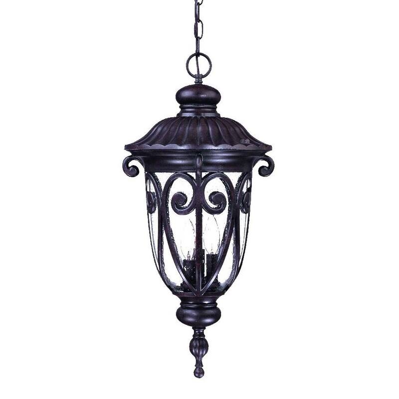 HomeRoots Naples 3-Light Marbelized Mahogany Hanging Light - 11.25' X '24.5' X '11.25