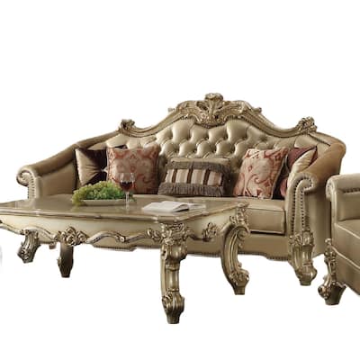 Casada Bone and Gold Patina Sofa with 5-Pillows