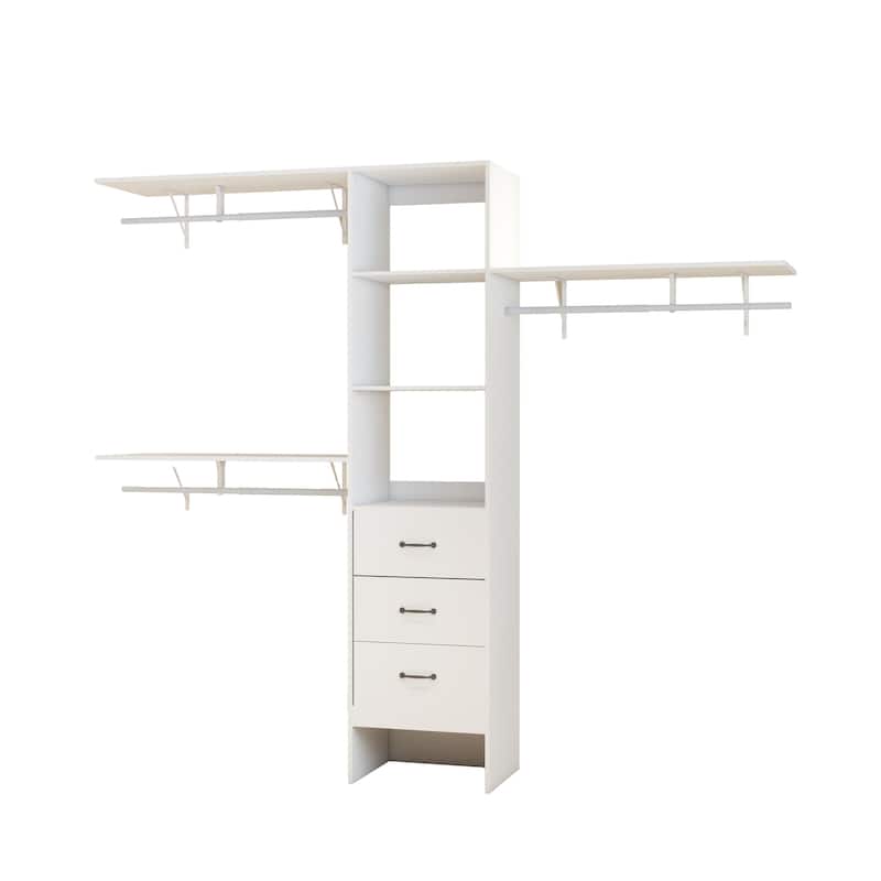 96" Coat Rack w/ 3 Adjustable Shelves,3 Expandable Hanger Rods,3 Drawers