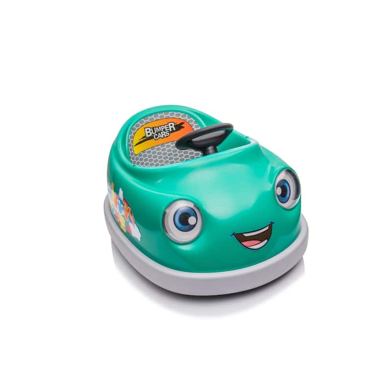 12v Dual Drive Electric Bumper Car for Kids with Pushrod and Music - Kids - Green