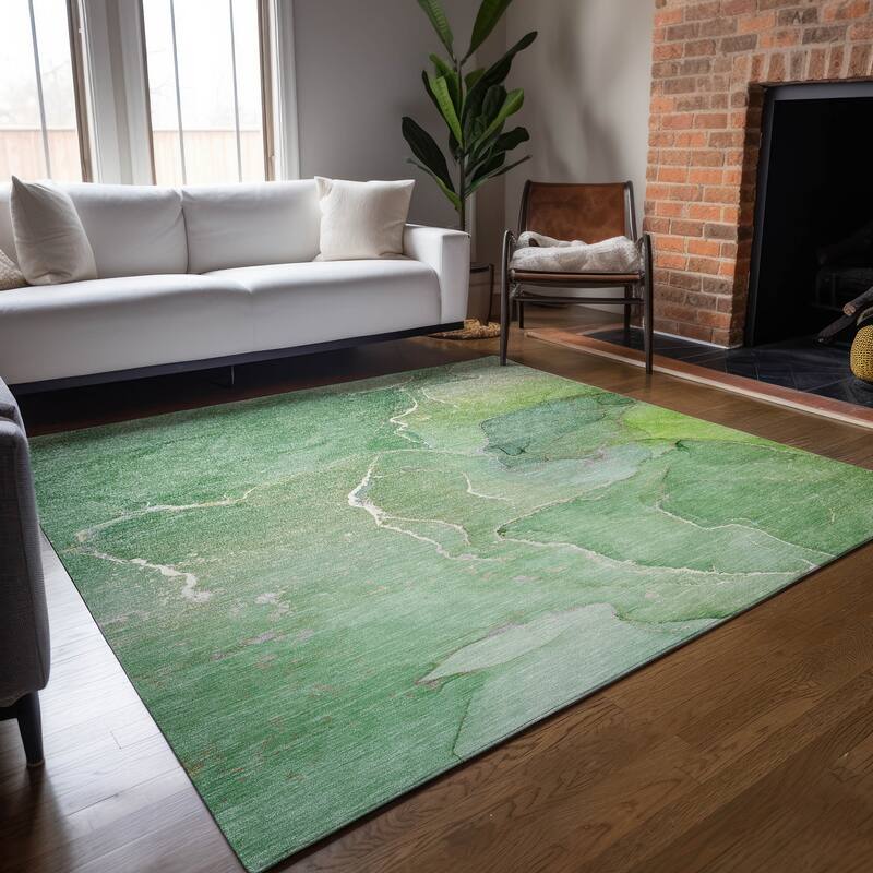 Machine Washable Indoor/ Outdoor Chantille Watercolor Rug