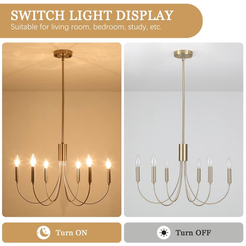 6-Light Modern Candlestick Hanging Linear Chandelier Lighting Island Chandelier for Kitchen Island