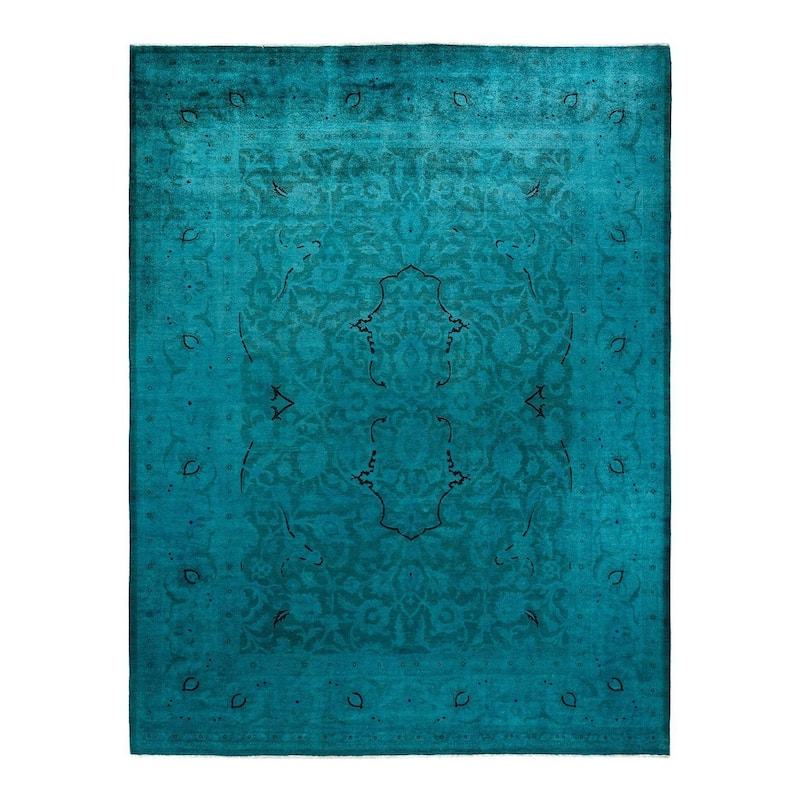 Vibrance, One-of-a-Kind Hand-Knotted Area Rug - Blue, 9' 2" x 11' 10" - 9' 2" x 11' 10"