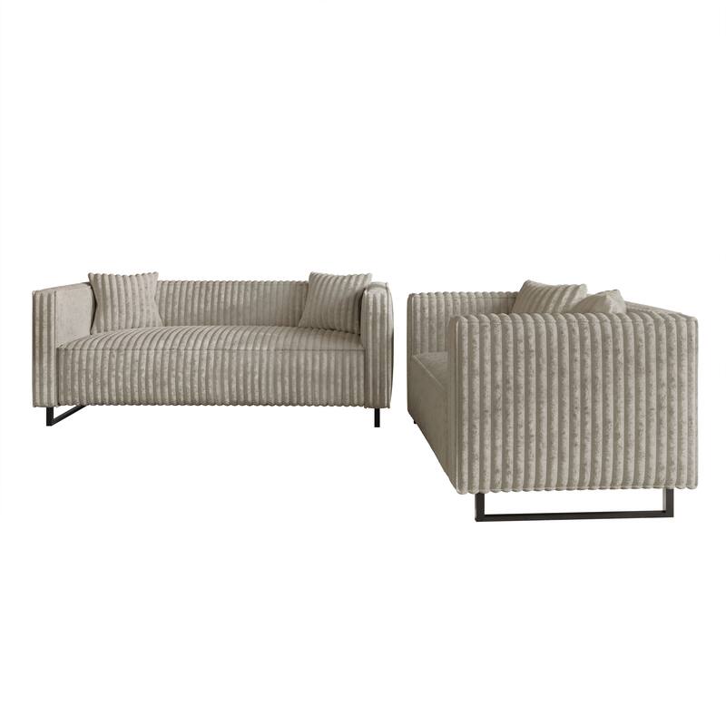 CraftPorch Mid Century Modern 2- Pieces Upholstered Living Room Set - Beige