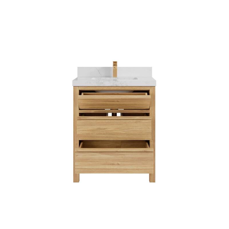 Willow Collections 30 in. W x 22 in. D Elizabeth Solid Teak Wodd Single Sink Bathroom Vanity with Countertop