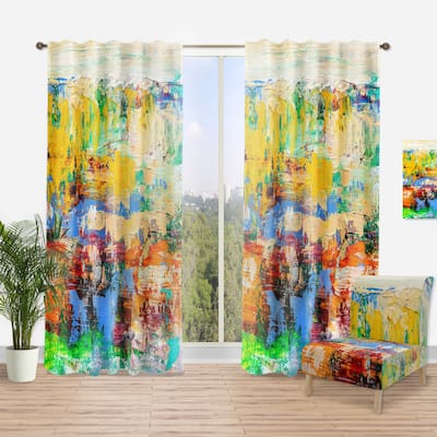 Designart 'Abstract Art Multicolored Bright Texture I' Modern Curtain Single Panel