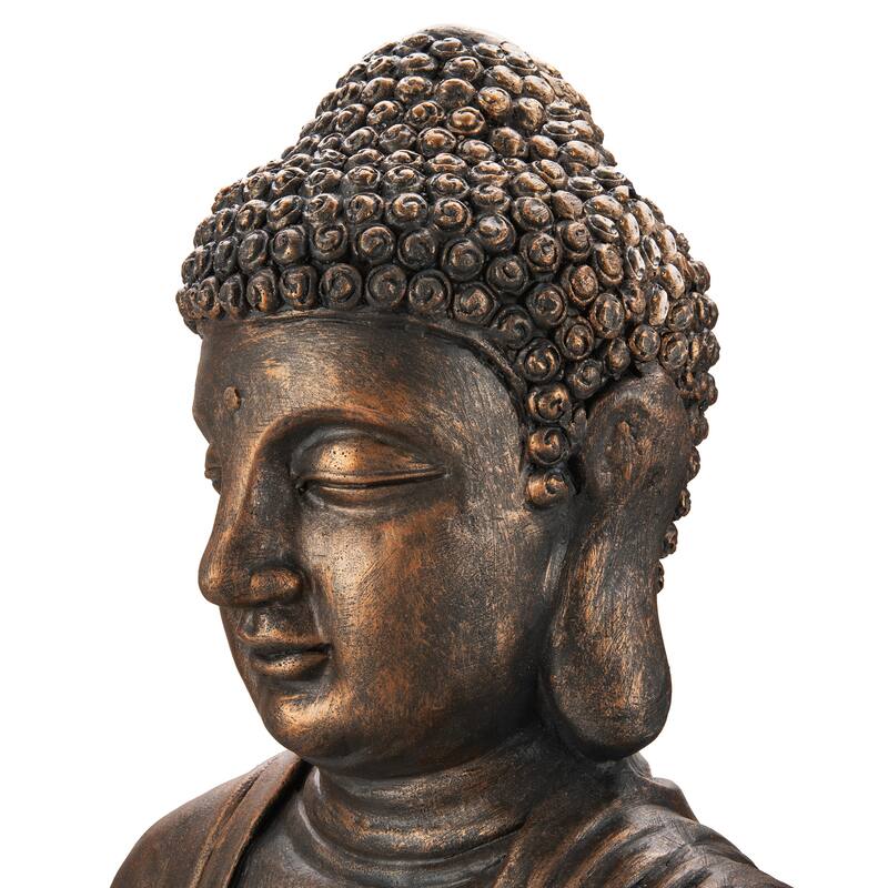 Glitzhome Zen-Style MgO Meditating Garden Buddha Statues Monk Sculpture Indoor Outdoor