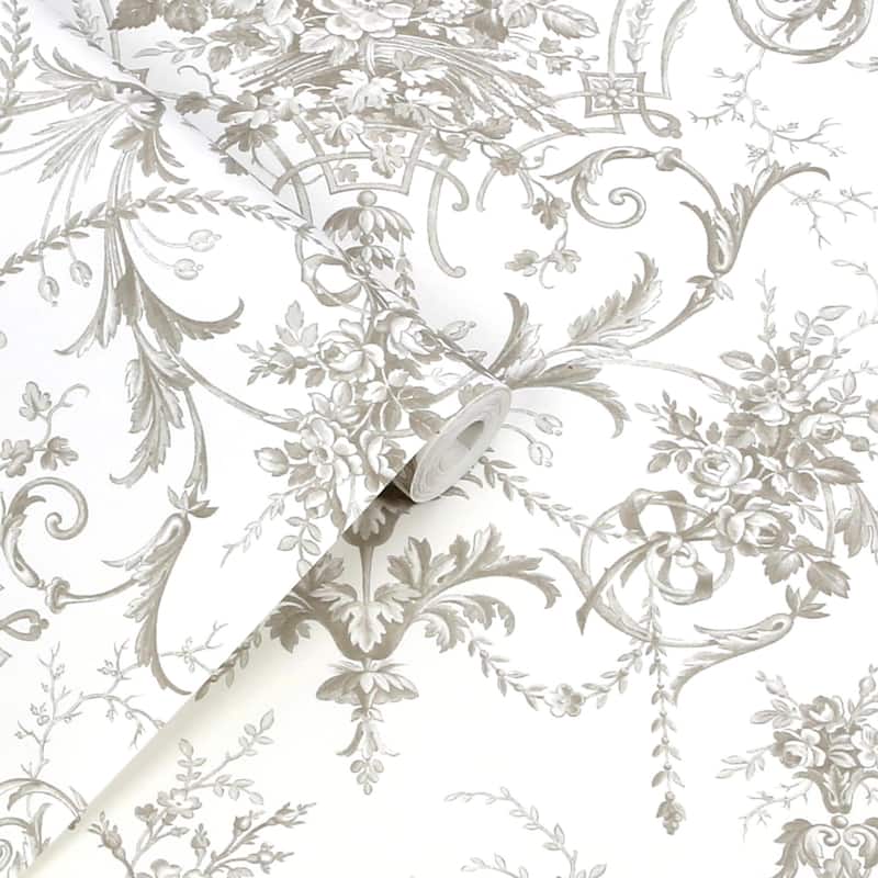 Laura Ashley Tuileries Dark Dove Grey Wallpaper