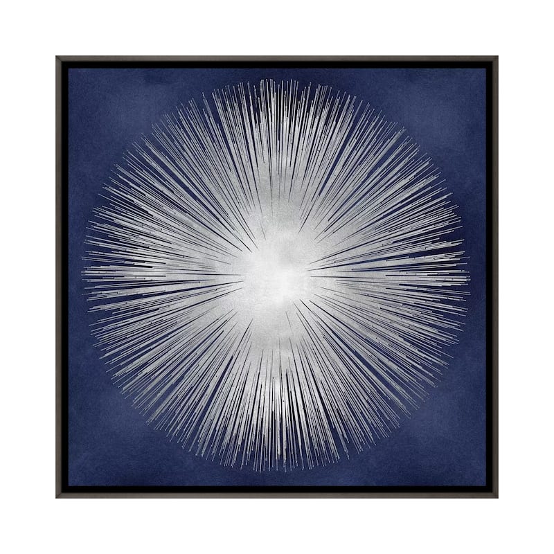 iCanvas "Silver Sunburst On Blue I" by Abby Young Framed - 26x26 - Charcoal