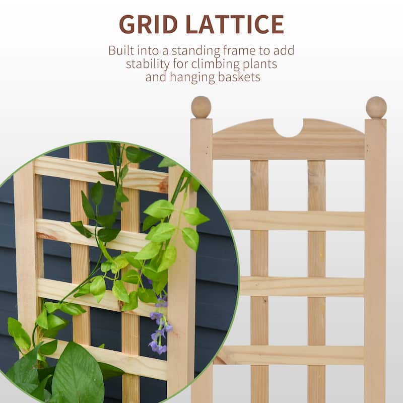 Outsunny Raised Bed with Trellis Standing Lattice Panels for Plants, Flowers or Vine Garden Outdoor Indoor, Natural