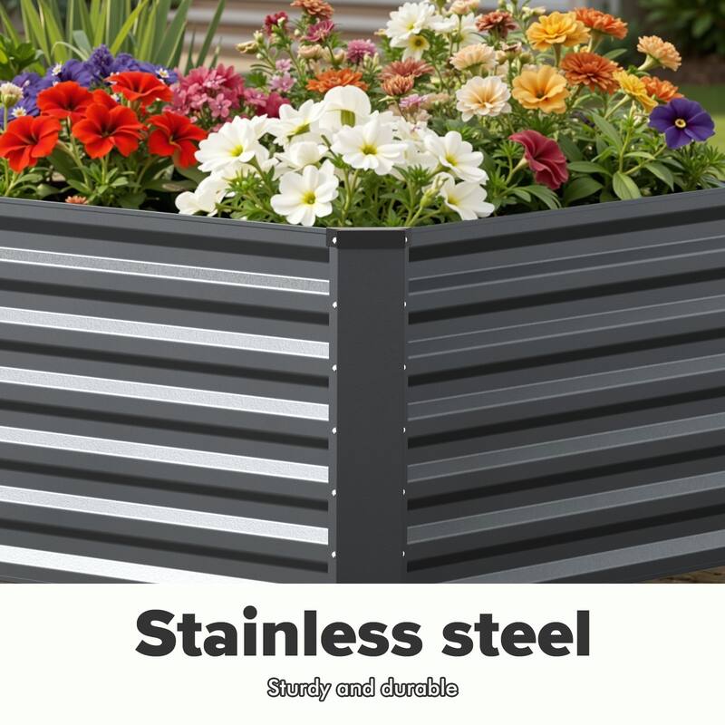 Meyreso 6ft x 3ft x 2ft Galvanized Metal Raised Garden Bed, Durable Outdoor Planter, Rust Resistant, Safety Edging