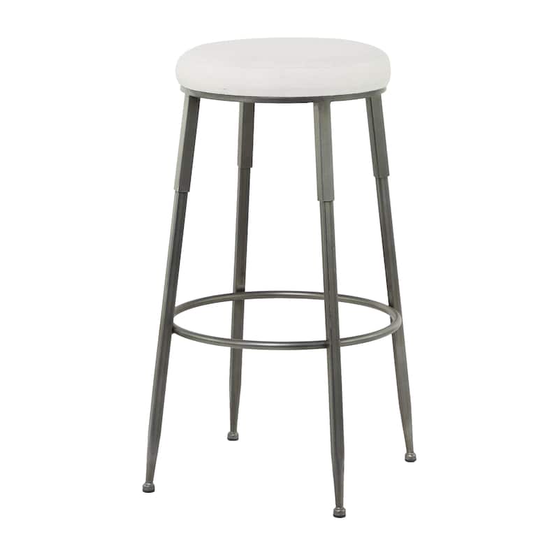 Metal Bar Stool with Cream Cotton Seat - Gray - Roche River Decor - Gray