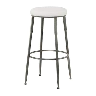 Metal Bar Stool with Cream Cotton Seat - Gray - Roche River Decor