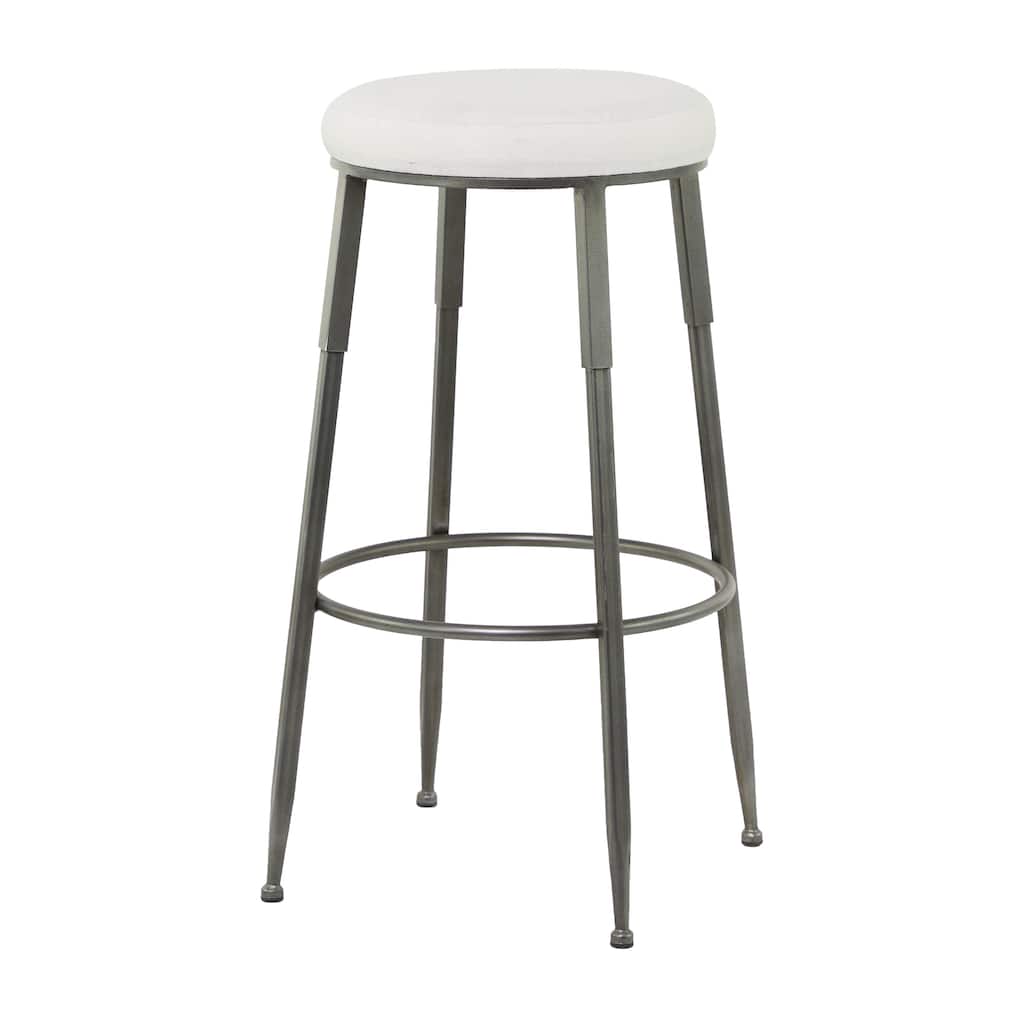 Metal Bar Stool with Cream Cotton Seat - Gray - Roche River Decor