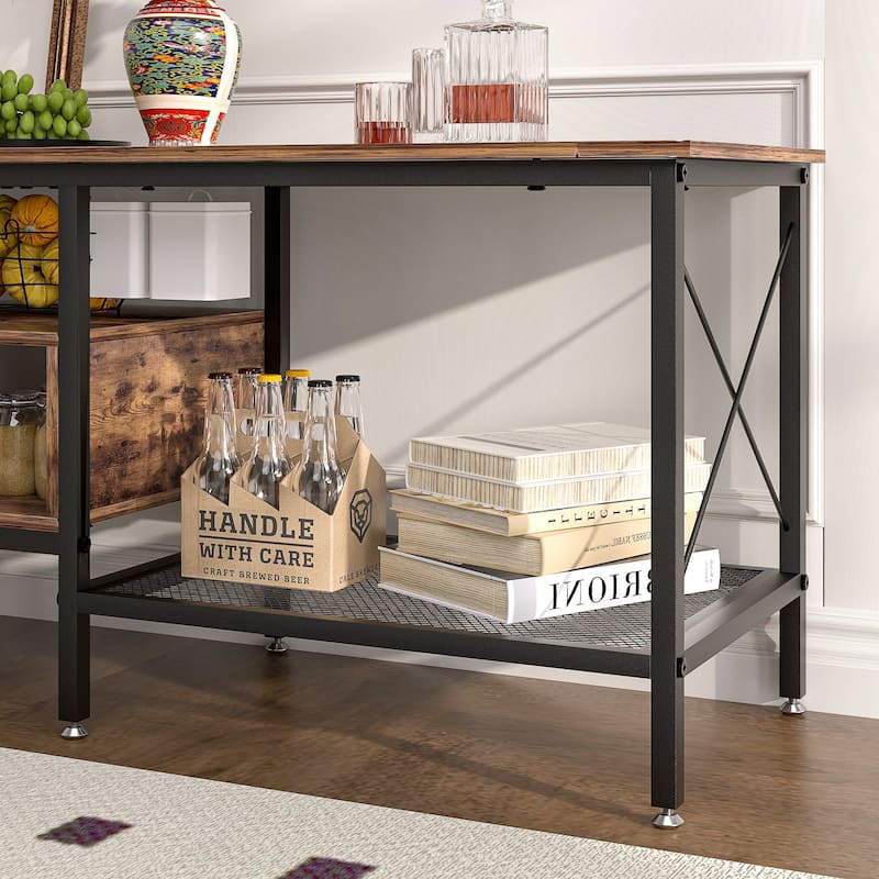 TV Stand for Living Room, Entertainment Center TV Console with Storage Shelves