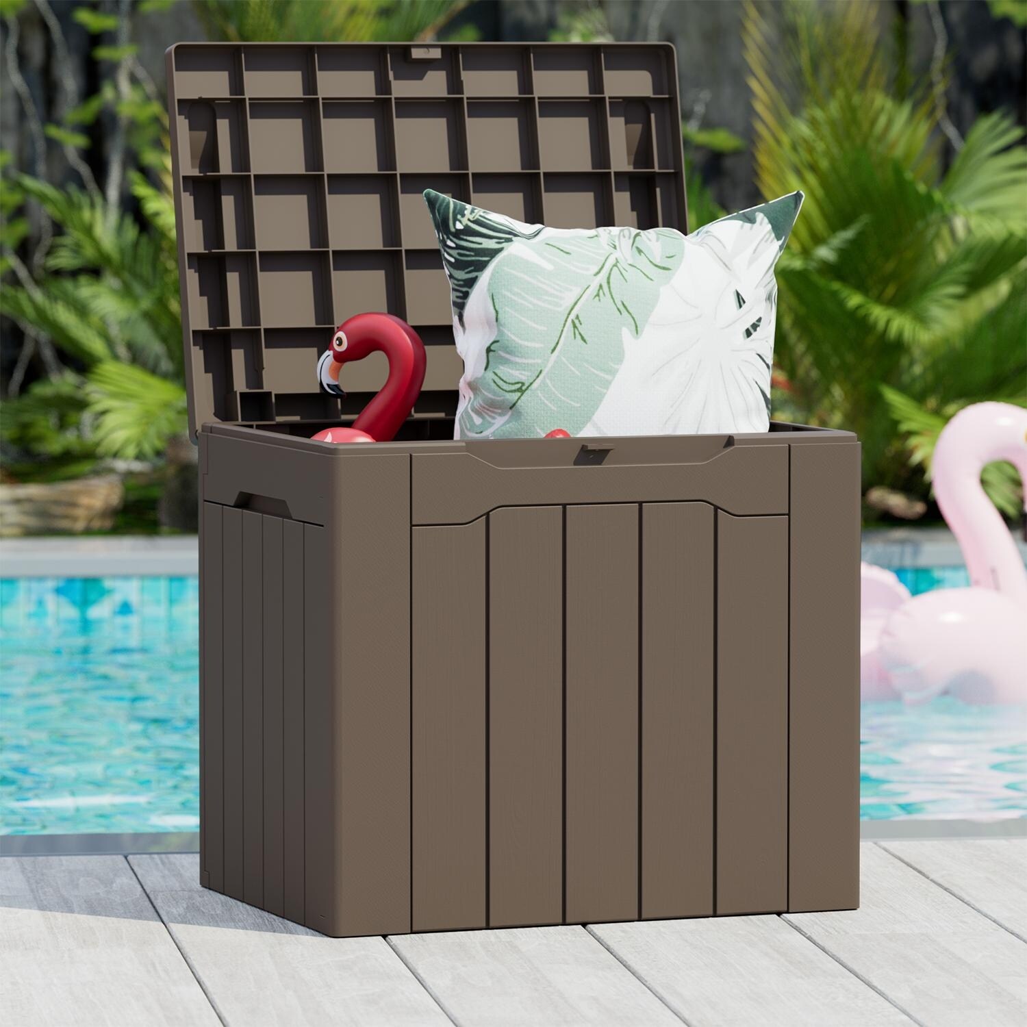 Keter urban 30 gallon deck box outdoor storage table sale