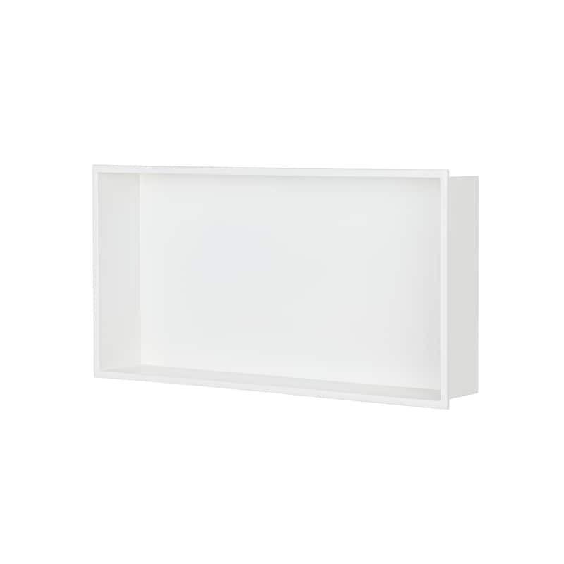 Stainless Steel 18 Gauge White Cream Rectangular Recessed Shower Niche - 24"x12.6"