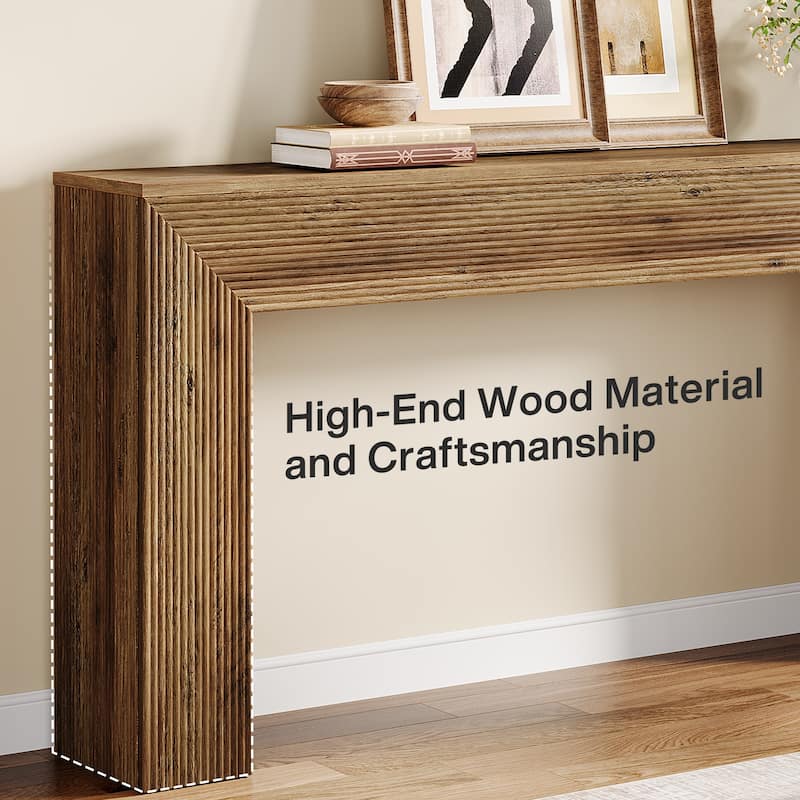 63-Inch Farmhouse Console Table for Entryway, Sofa Table Behind the Couch with Fluted Design - 62.99" W x 11.81" D x 33.46" H