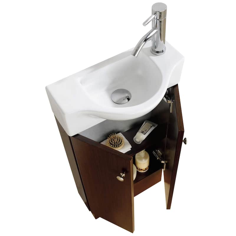 Fine Fixtures Glenwood 17 Inch Wood Wenge/ White Bathroom Vanity