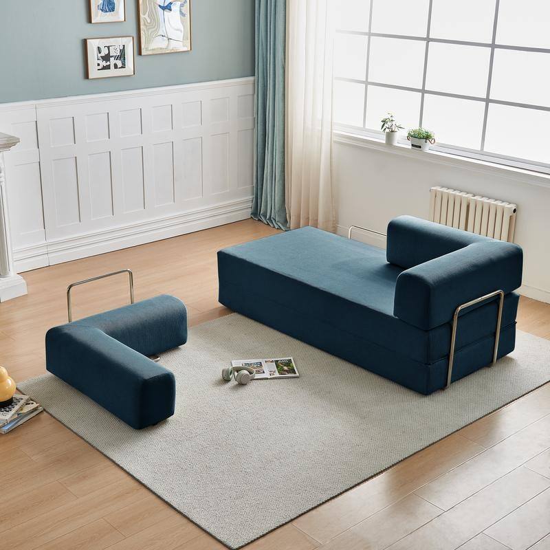 3-Seater Corduroy Sofa Bed, Multi-Functional Compact, Easy Assembly