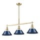 preview thumbnail 2 of 0, Yep by Golden Lighting Orwell 3-light Island Light in Brushed Champagne Brass and Navy Blue shade - Gold