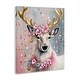 preview thumbnail 3 of 8, Stupell Pink Floral Festive Reindeer Canvas Wall Art Design By Tabz Jones