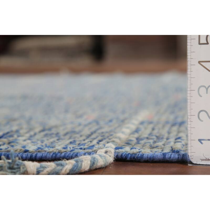 Gray & Blue Striped Moroccan Area Rug Hand-Knotted Wool Carpet - 5'9"x 9'8"
