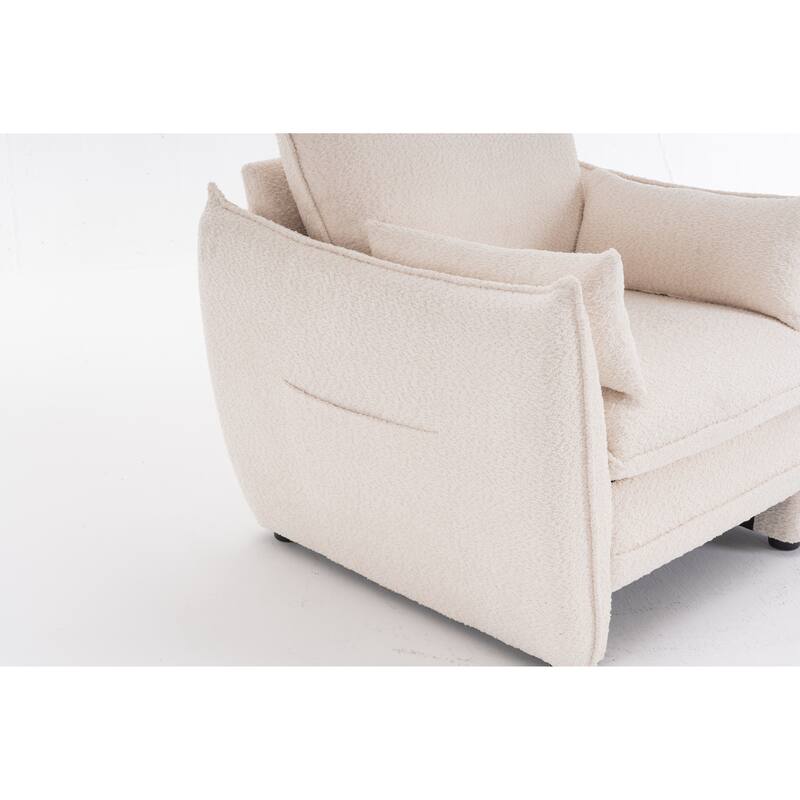 Chenille Sharp-Angle Accent Chairs with Steel Frame and Tool-Free Assembly