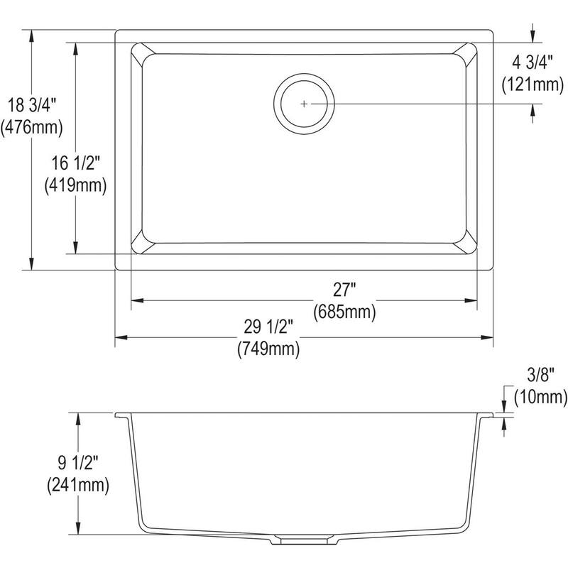 Elkay ELGRU13022 Quartz Classic 29-1/2" Undermount Single Basin Quartz