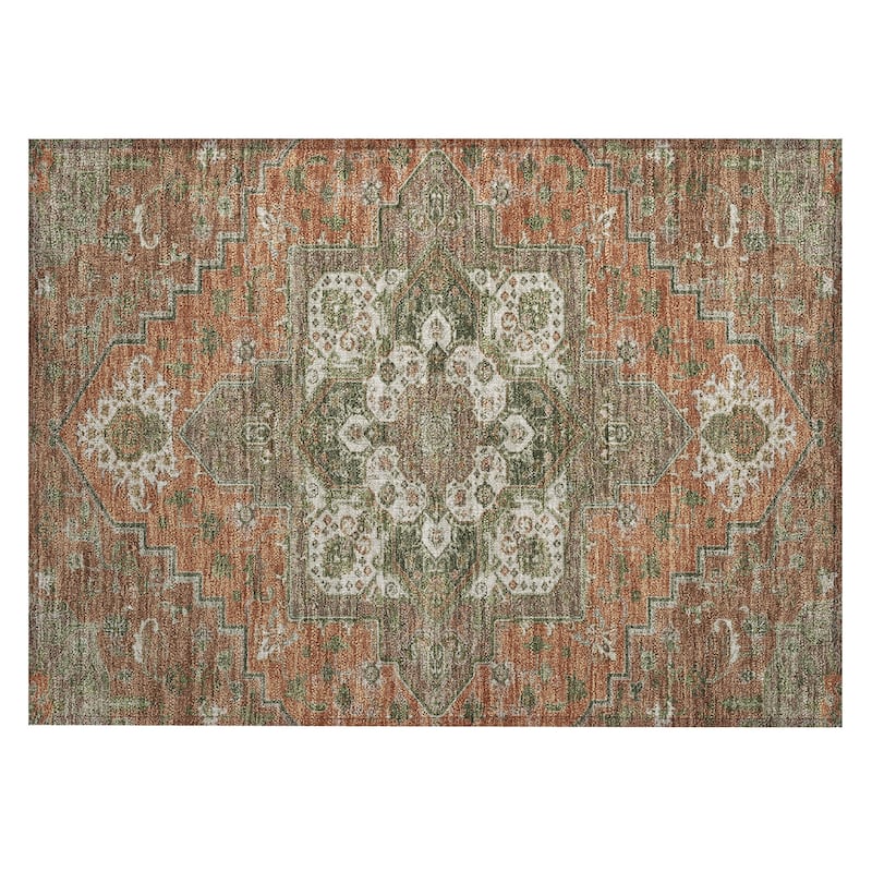 Machine Washable Indoor/ Outdoor Persian Traditional Chantille Rug