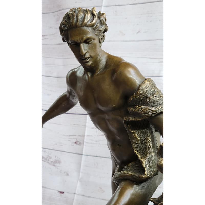Herecles Hercules Ceryneian Hind Deer Greek Mythology Bronze Statue Sculpture 18 Inches X 17 Inches