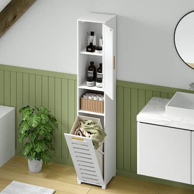 VECELO Tilt Out Laundry Hamper Cabinet with Laundry Baskets Hamper,Bathroom Storage Cabinet Laundry Cabinet