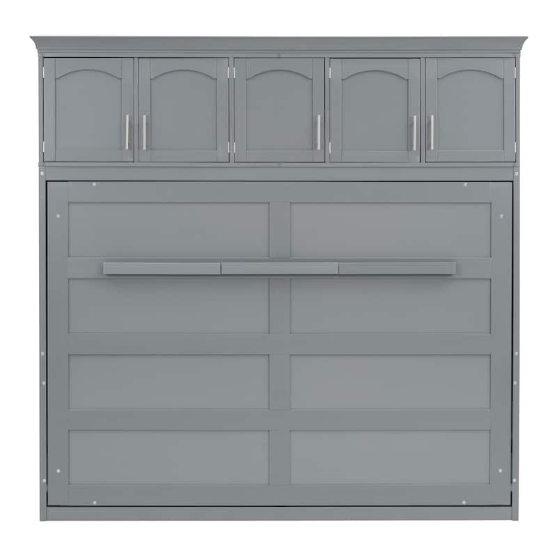 Queen Size Murphy Bed Wall Bed with Top Cabinets