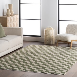 Nuloom Dominique Abstract Checkered Fringe Area Rug