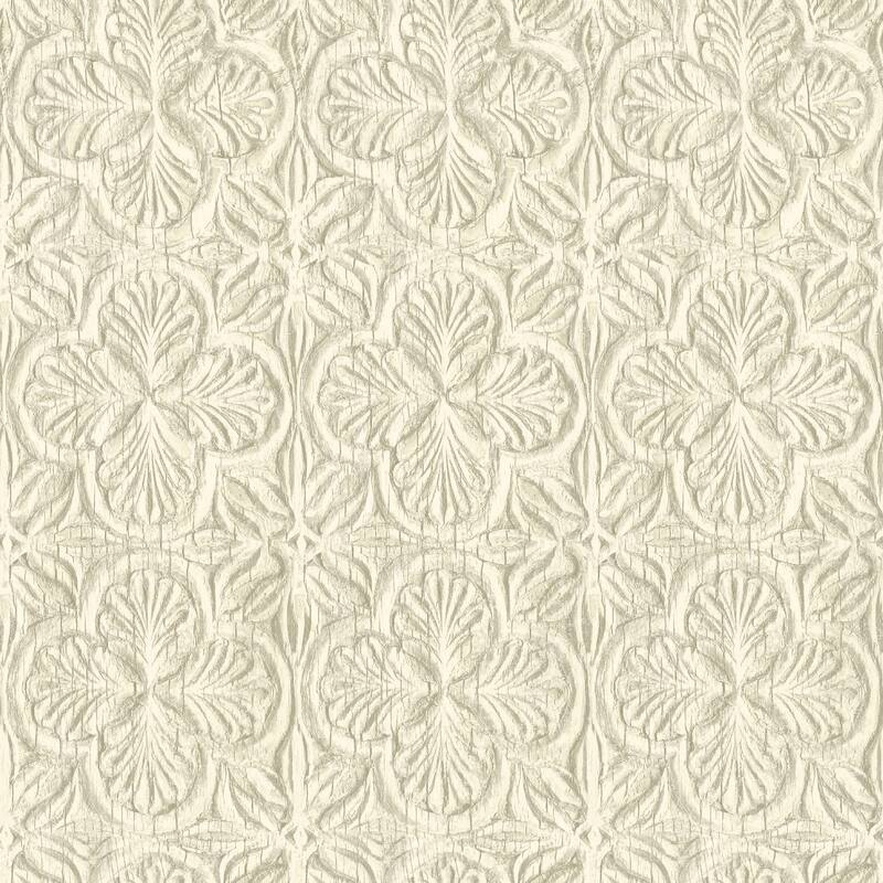 Chesapeake Karachi Cream Wooden Damask Wallpaper