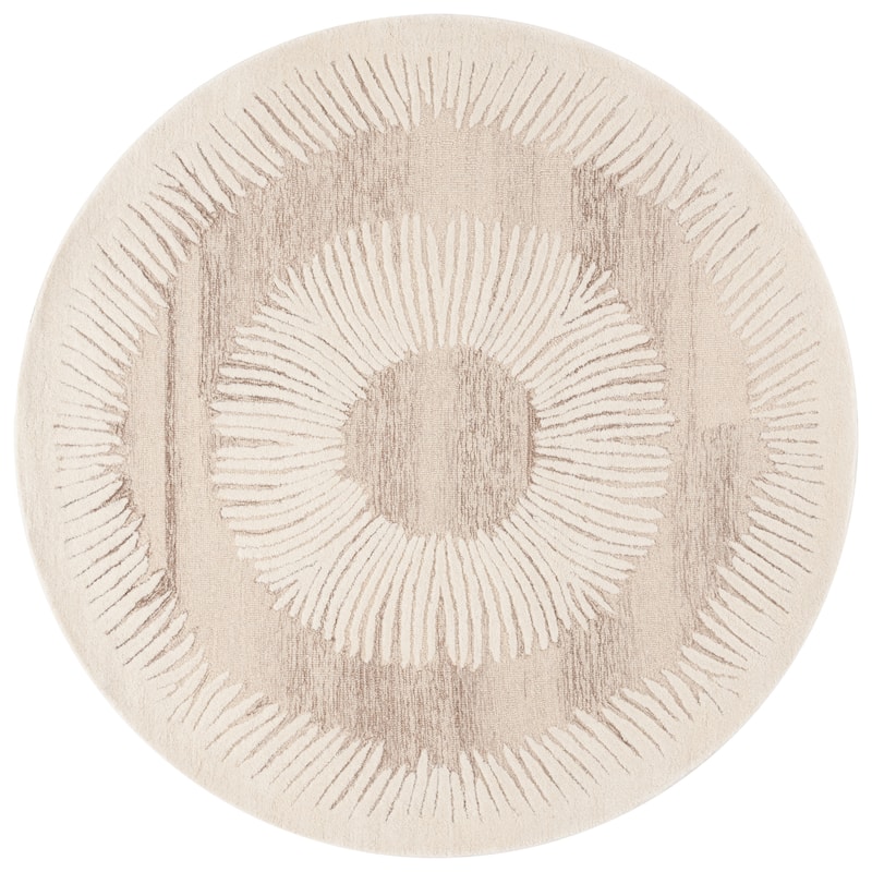 SAFAVIEH Handmade Ebony Gloriana Modern & Contemporary Wool Rug - 6' Round - Ivory/Brown