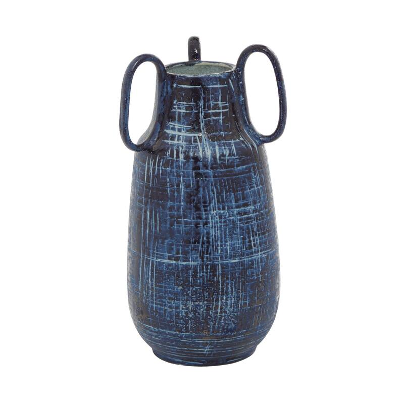 Ceramic Decorative Vase with Handles - Blue - Roche River Decor - Blue